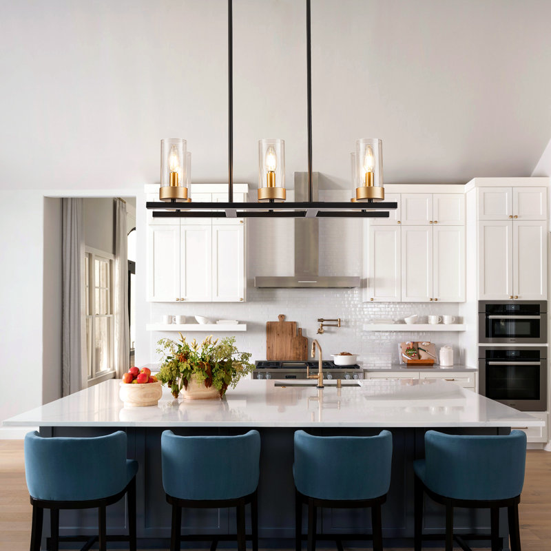 Ebern Designs Elas 6 Light Dimmable Kitchen Island Modern Linear